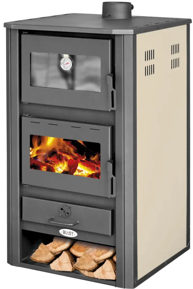 Krbová kamna BLIST BRM s troubou, 12 kW, krémová
