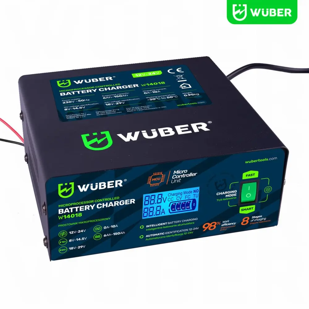 Mikroprocesorová autonabíječka WUBER W14018, 12/24 V, 10 A