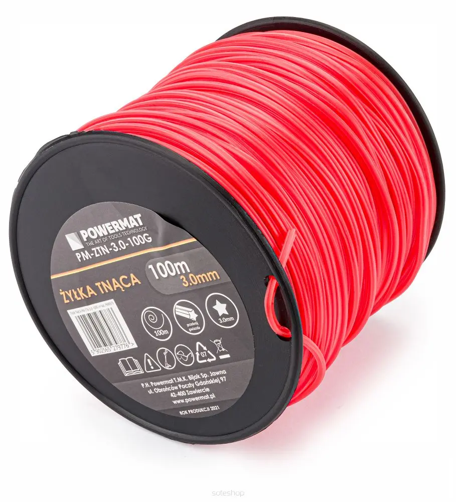 Žací struna do křovinořezu POWERMAT PM-ZTN-3.0-100G, 3 mm, 100 m, 5-hranná