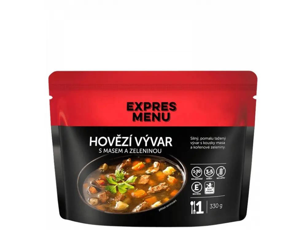 Hovězí vývar s masem a zeleninou EXPRES MENU (1 porce)