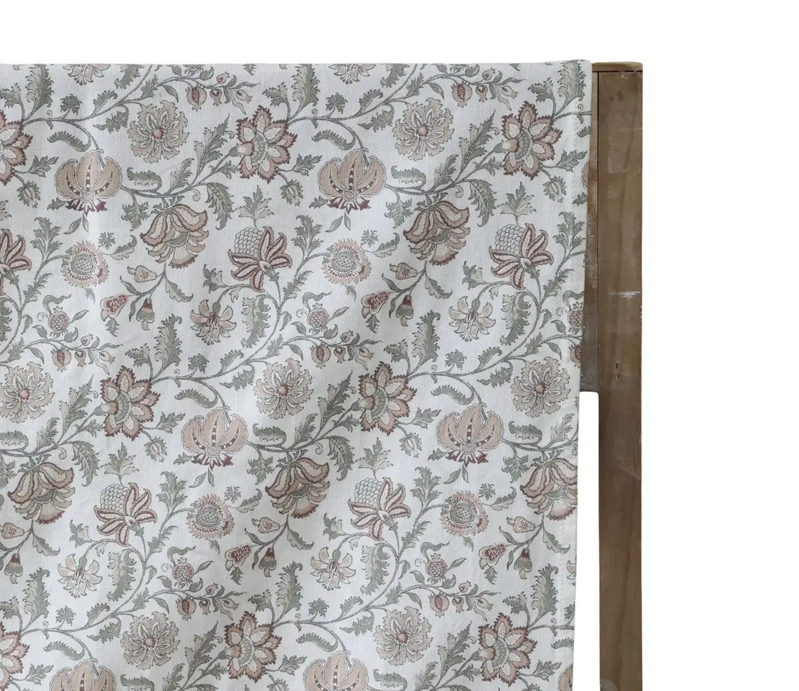 Krémový bavlněný ubrus s květy Aix Wild Flowers - 140*240 cm Chic Antique