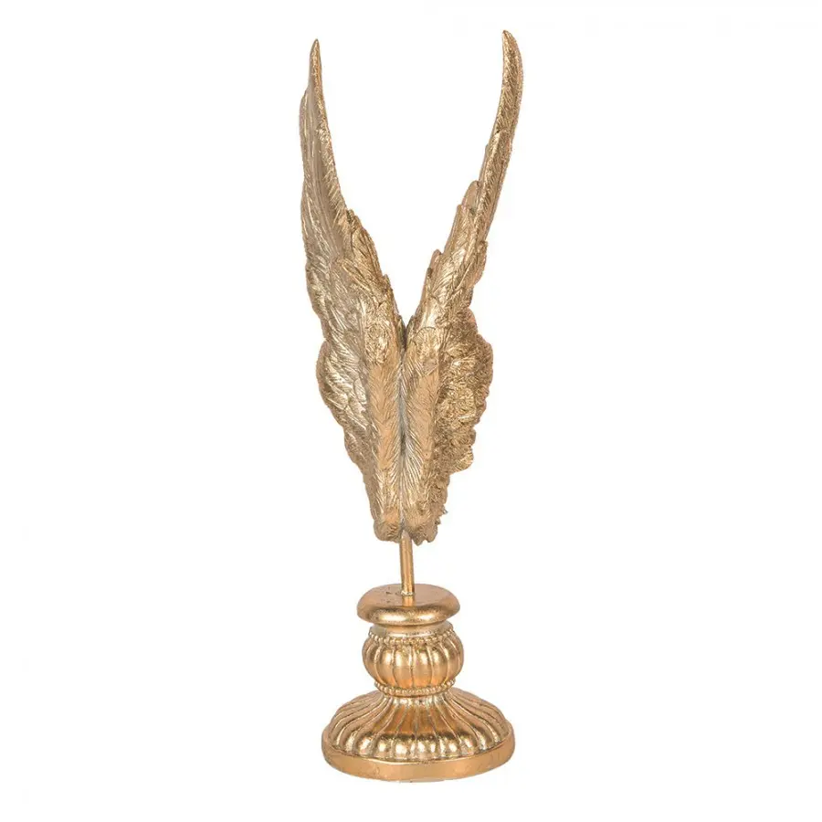 Zlatá antik andělská křídla na podstavci Angel Wings - 10*10*33 cm Clayre & Eef