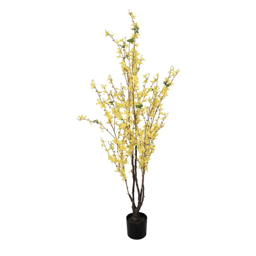 Dekorační keřík se žlutými květy zlatice Forsythia - 20*20*125 cm Clayre & Eef