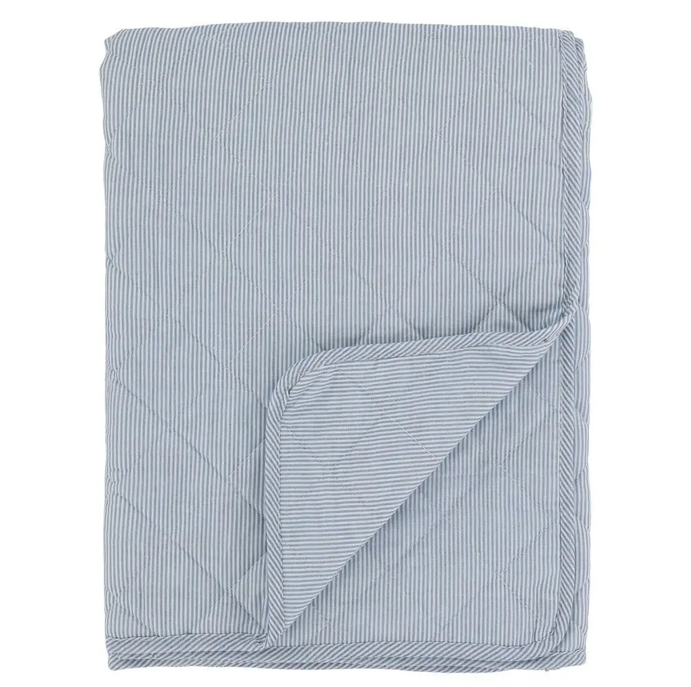 Bílo-modrý pruhovaný bavlněný přehoz Aix Quilt - 130*180 cm Chic Antique