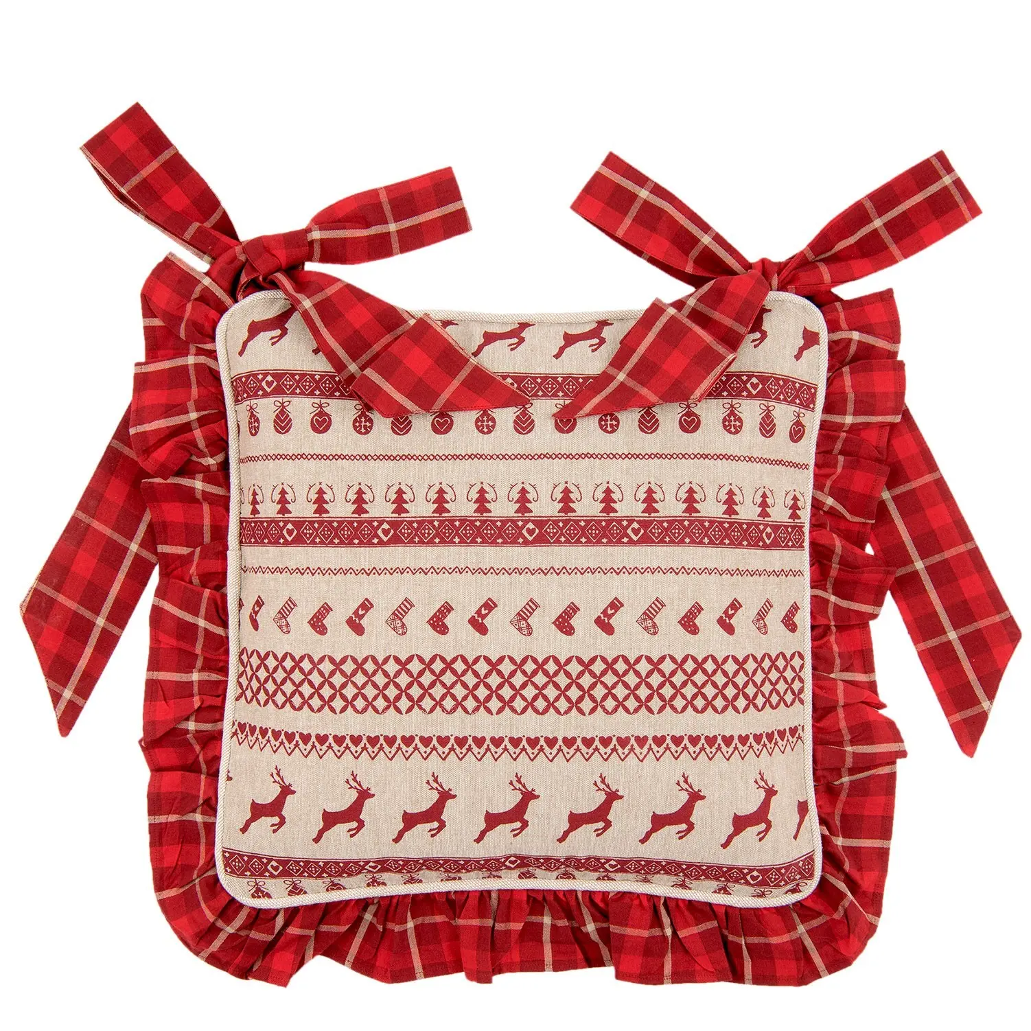 Podsedák na židli s volánky Nordic Christmas - 40*40 cm Clayre & Eef