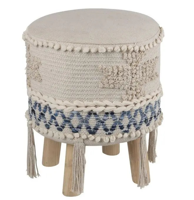 Modro-krémová stolička - podnožka Denim - 30*45cm J-Line by Jolipa
