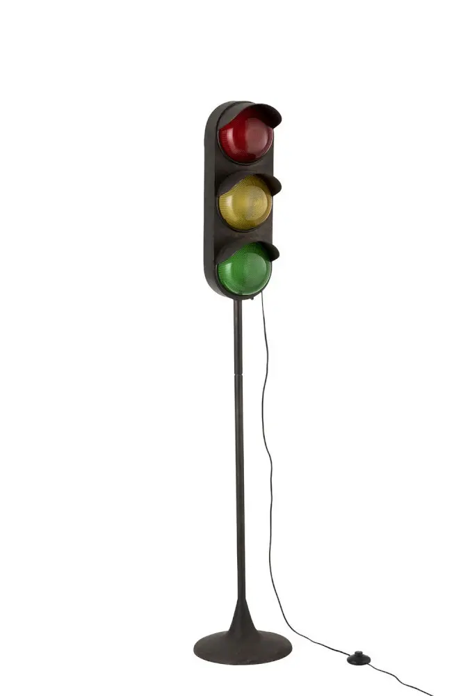 Černá kovová stojací lampa Semafor - Ø30*160cm J-Line by Jolipa