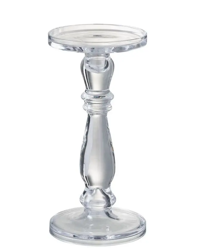 Skleněný transparentní svícen Leti medium - Ø 13*27cm J-Line by Jolipa