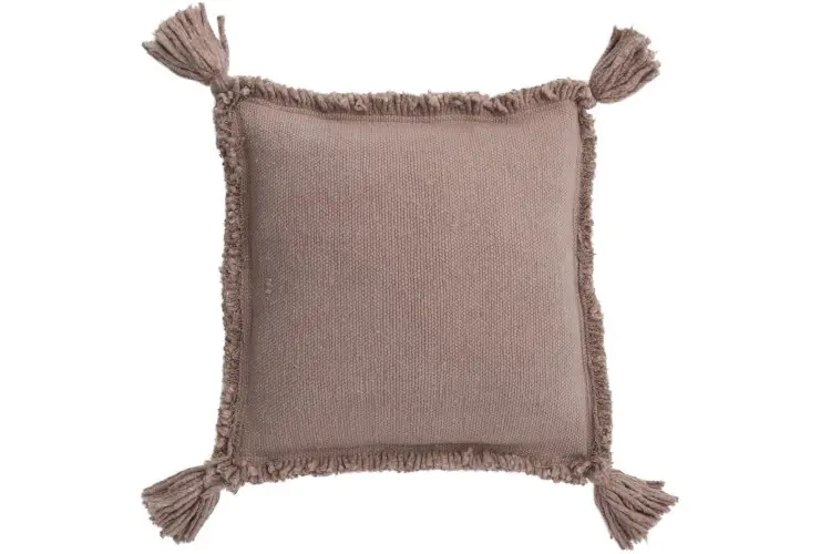 Hnědo-růžový polštář se třapci Tassel - 45*45cm J-Line by Jolipa