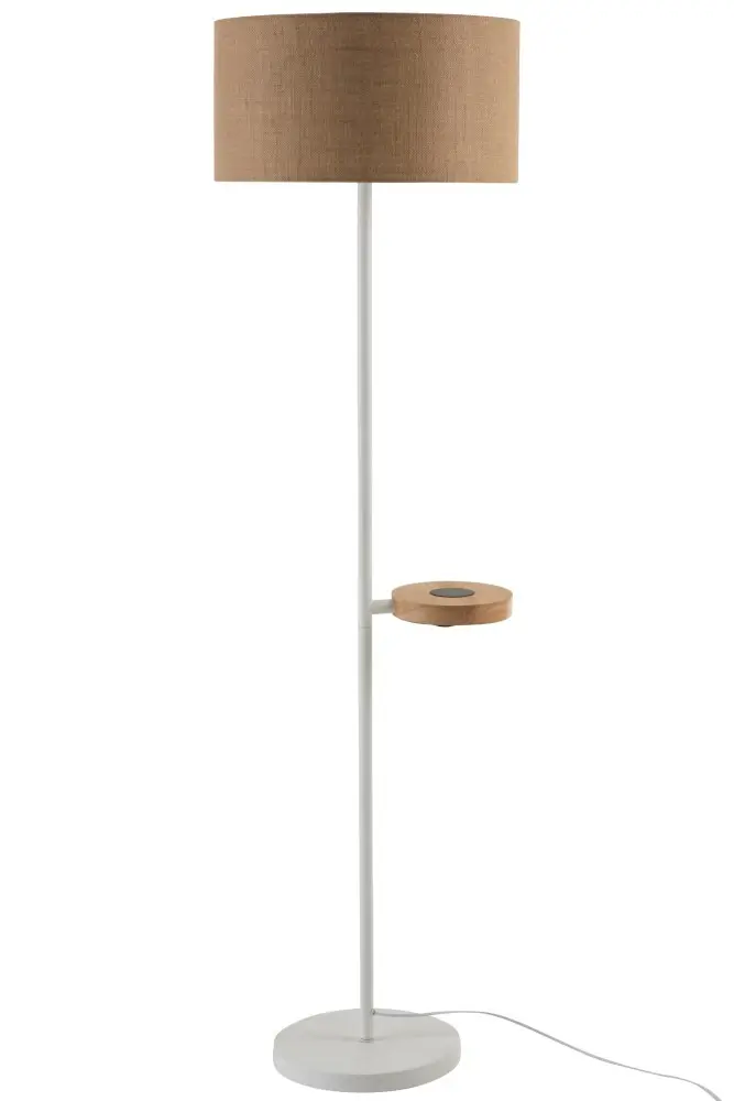 Bílá kovová stojací lampa s nabíjením na telefon Metvit- Ø 45*166cm / E27 J-Line by Jolipa