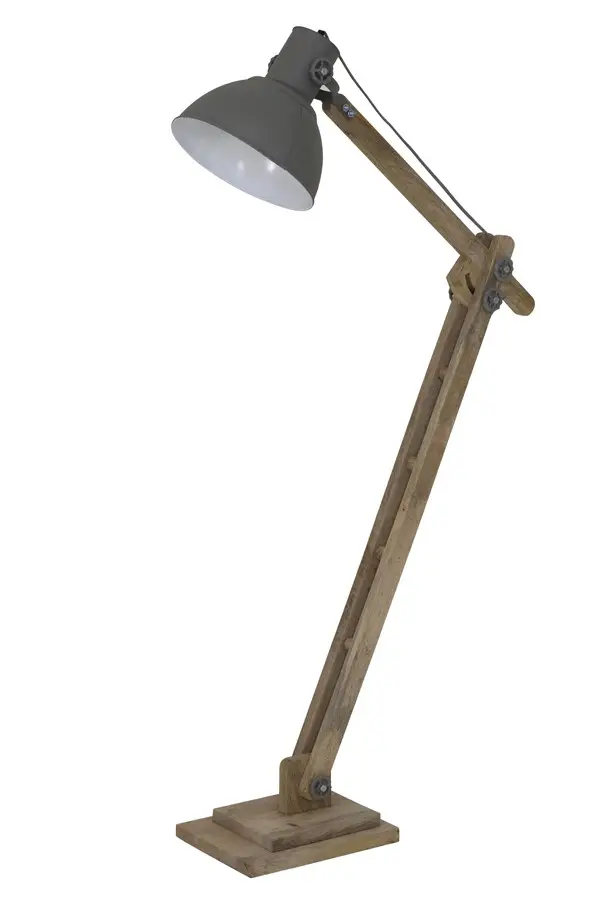 Šedá dřevěná stojací lampa Elmer cement - 84*26*125 cm Light & Living