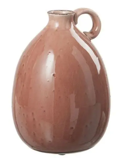 Hnědá keramická váza s uchem Florero - ∅ 19*26 cm J-Line by Jolipa
