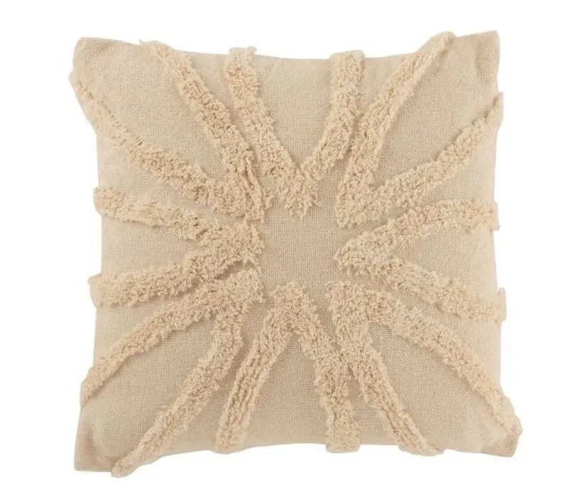 Přírodní bavlněný polštář s třásněmi Ibiza flower - 45*45cm J-Line by Jolipa