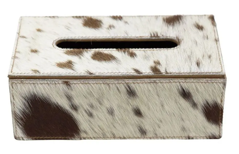 Kožený zásobník na papírové kapesníky hnědá/bílá - 25*14*9 cm Mars & More