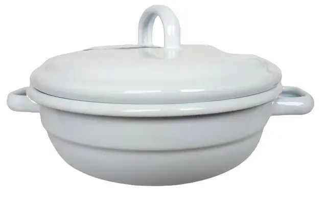 Bílá smaltovaná mísa s pokličkou White blue - Ø 20*8cm Münder Email