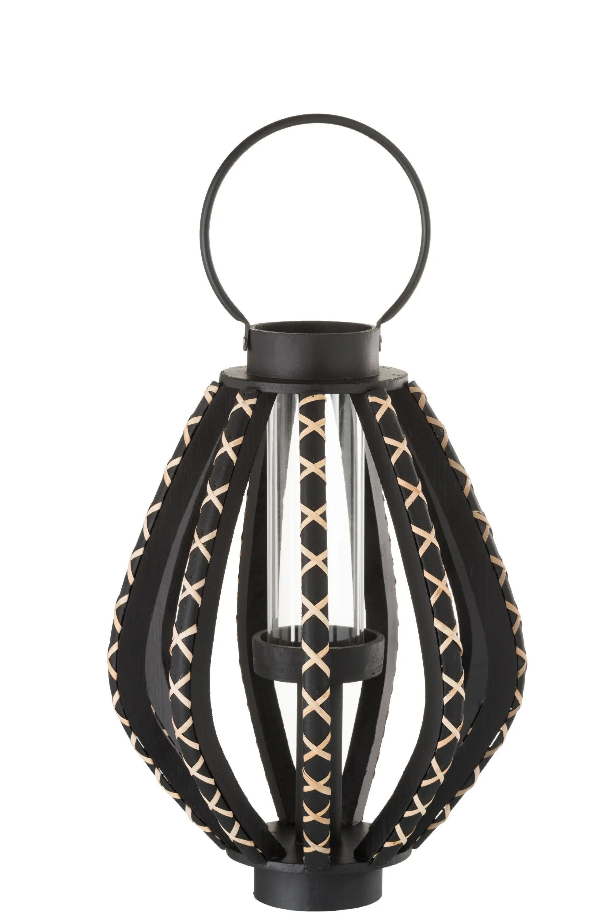 Černá dřevěná lucerna Reed black - Ø 33*45 cm J-Line by Jolipa