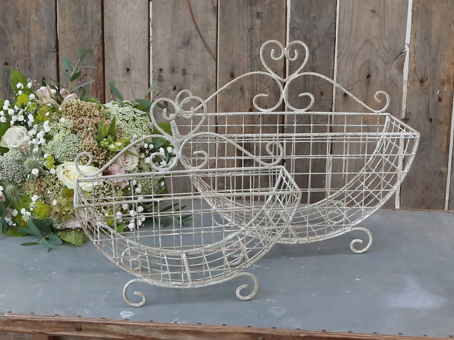 Set 2ks šedých kovových košů s patinou - 34*15*29 cm Chic Antique