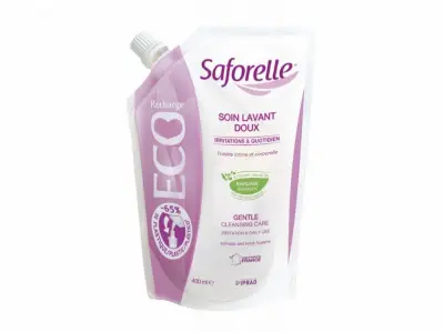 Saforelle Jemný mycí gel chrání a zklidňuje citlivou nebo podrážděnou pokožku intimních partií i celého těla 400 ml