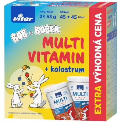 Vitar Kids Multivitamin + kolostrum Bob a Bobek Duopack 2 x 45 tablet