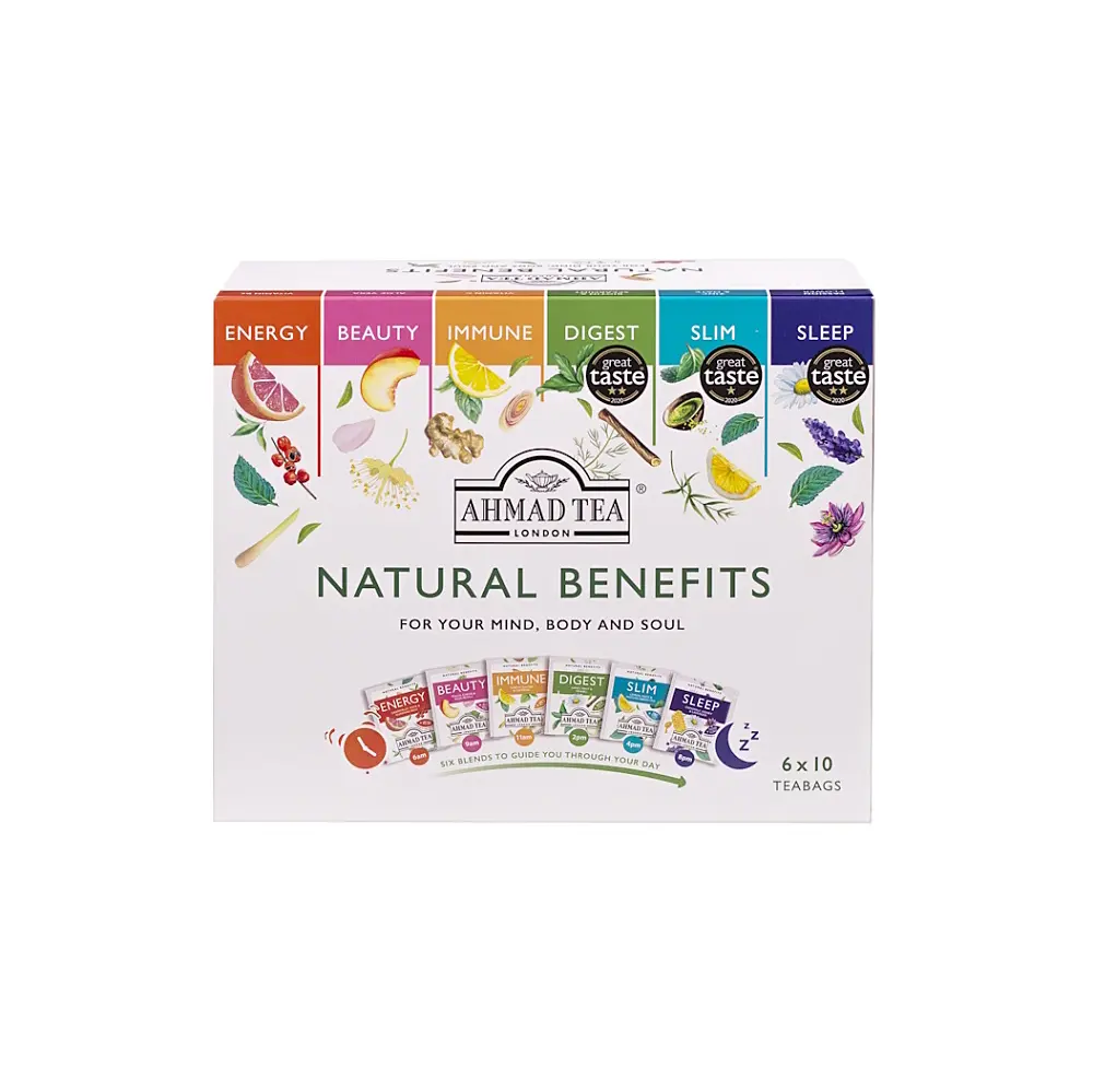 AHMAD TEA Natural benefits selection bylinné a zelené čaje 60 sáčků