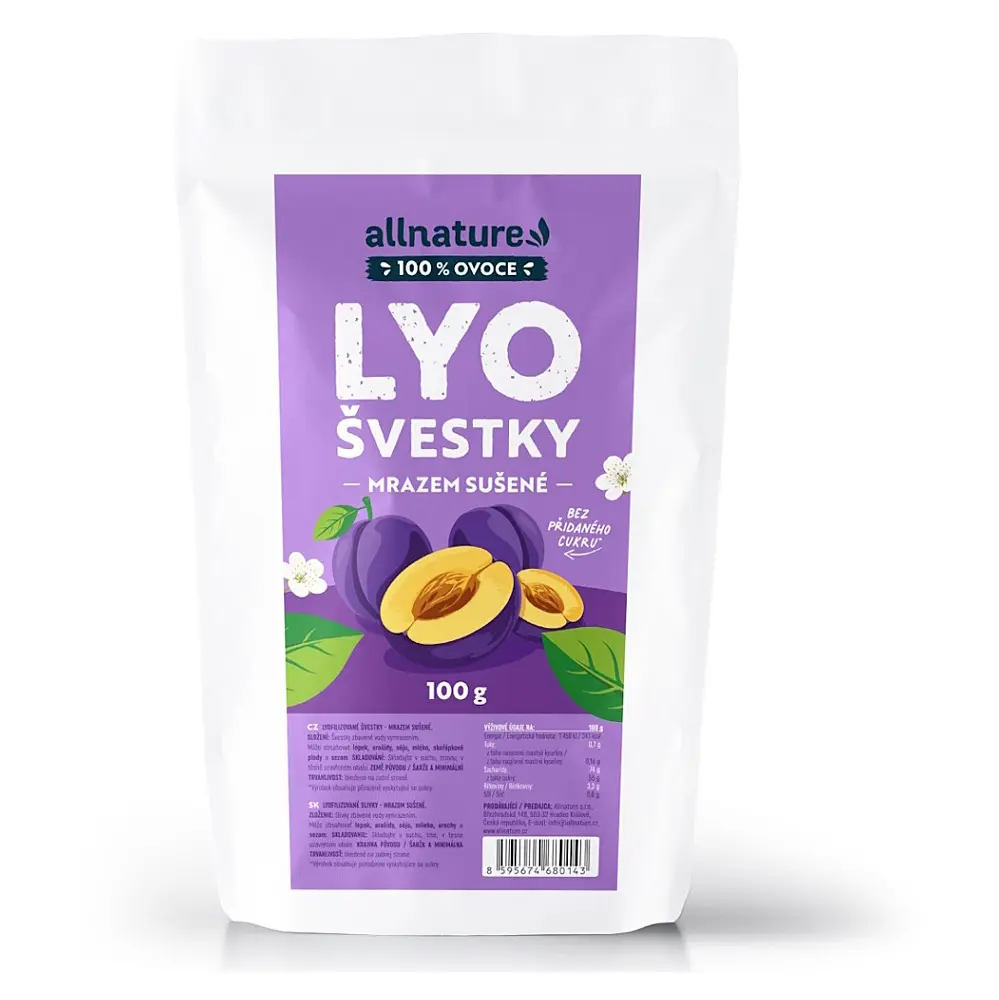 ALLNATURE Švestky sušené mrazem 100 g