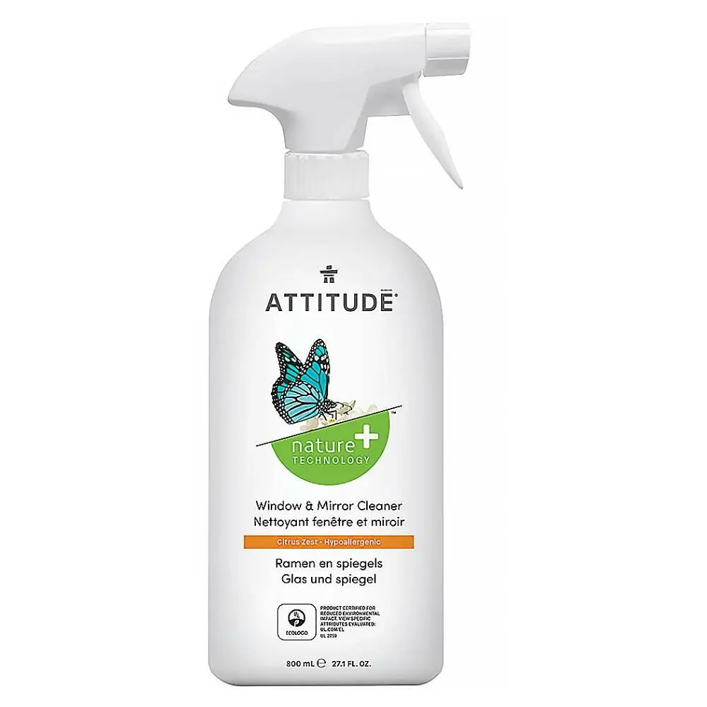 ATTITUDE Čistič na sklo, Citronová kůra, 800 ml, EcoLogo