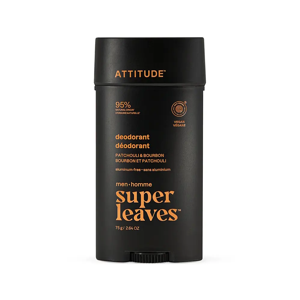 ATTITUDE Přírodní pánský deodorant Super Leaves, Pačuli & Bourbon, 75 g