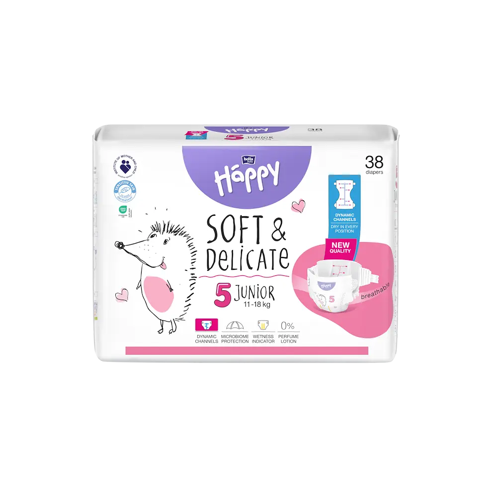Happy Soft&Delicate 5 dětské pleny 11-18kg 38ks