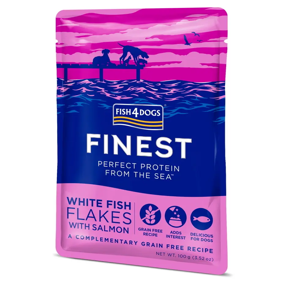 FISH4DOGS Finest kousky bílé ryby s lososem kapsička pro psy 100 g