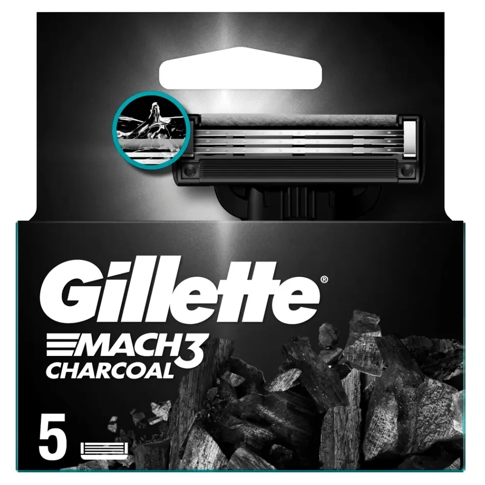 Gillette Mach3 Charcoal náhradní holicí hlavice pro muže 5 ks