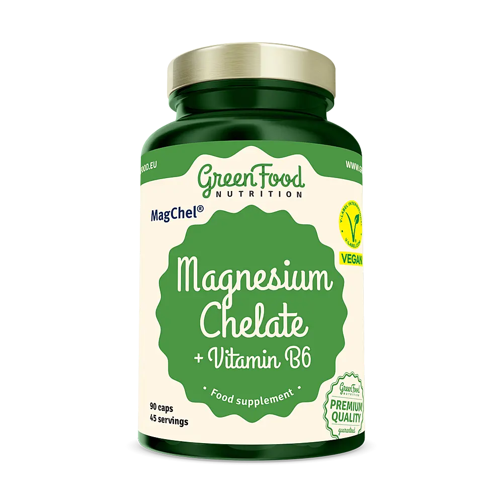 GREENFOOD NUTRITION Magnesium chelát + vitamin B6 90 kapslí