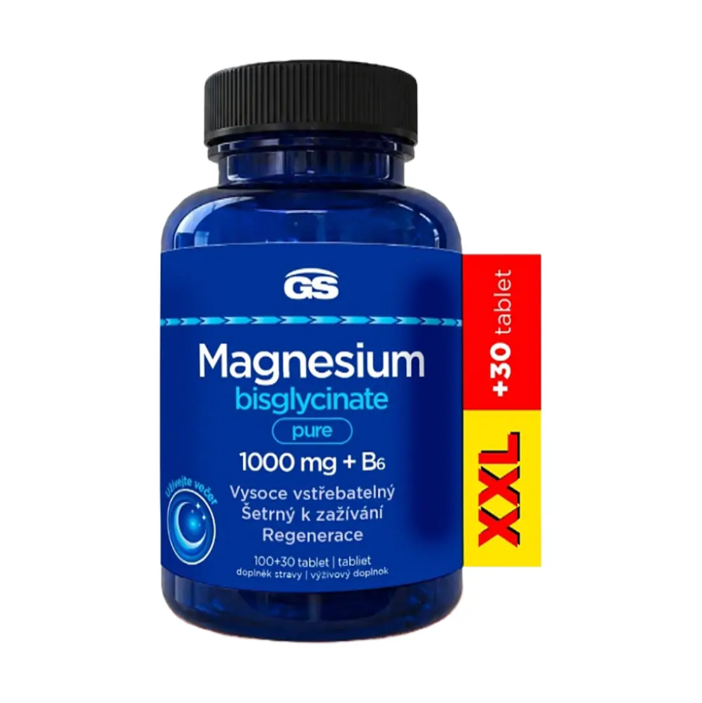 GS Magnesium bisglycinate pure 1000 mg + B6 100 + 30 tablet NAVÍC