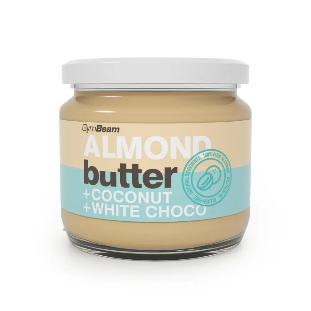 GymBeam Mandlové máslo s kokosem a bílou čokoládou - GymBeam, 340 g