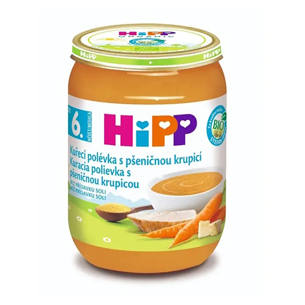 HiPP Kuřecí polévka s pšeničnou krupicí BIO 6m190g