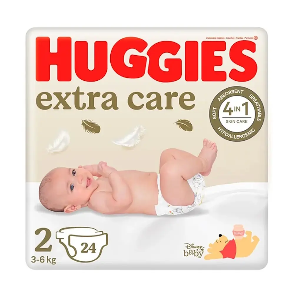 HUGGIES Extra care 2 dětské plenky 3-6 kg 24 kusů