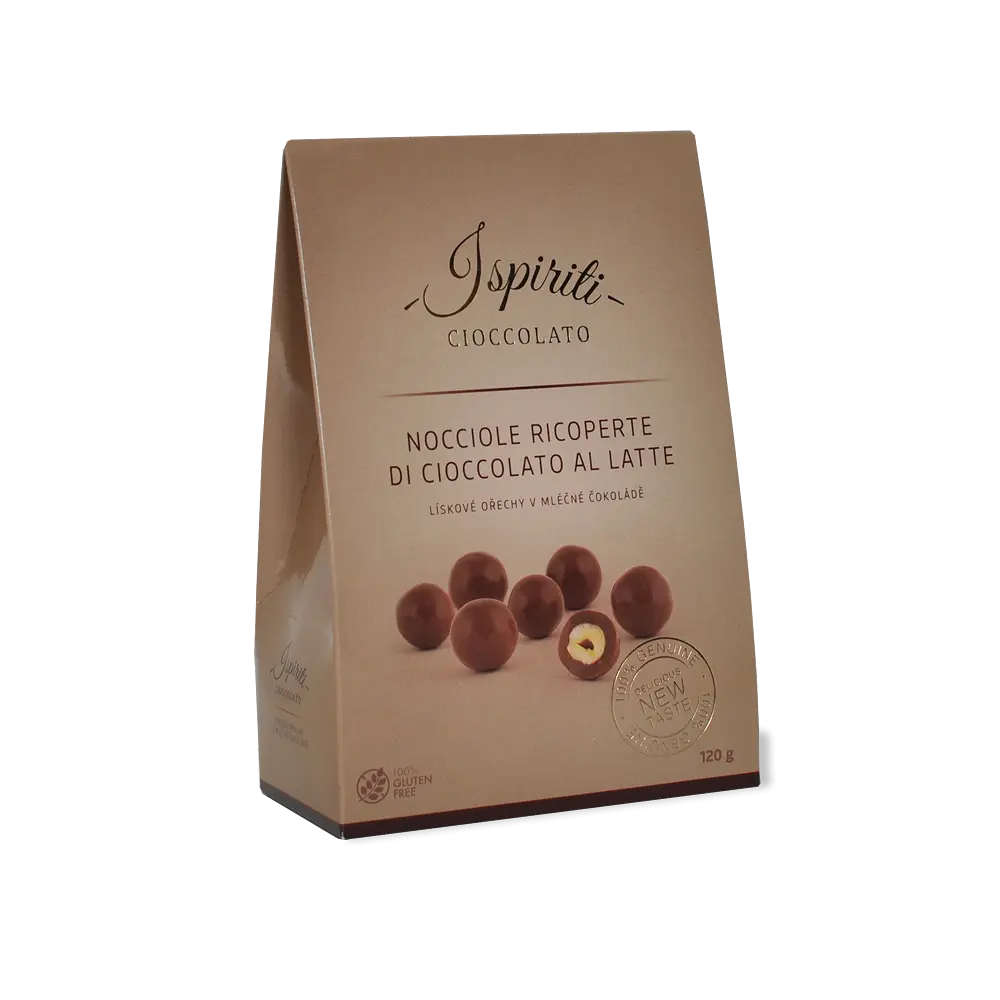 ISPIRITI Lískové ořechy v mléčné čokoládě 120 g