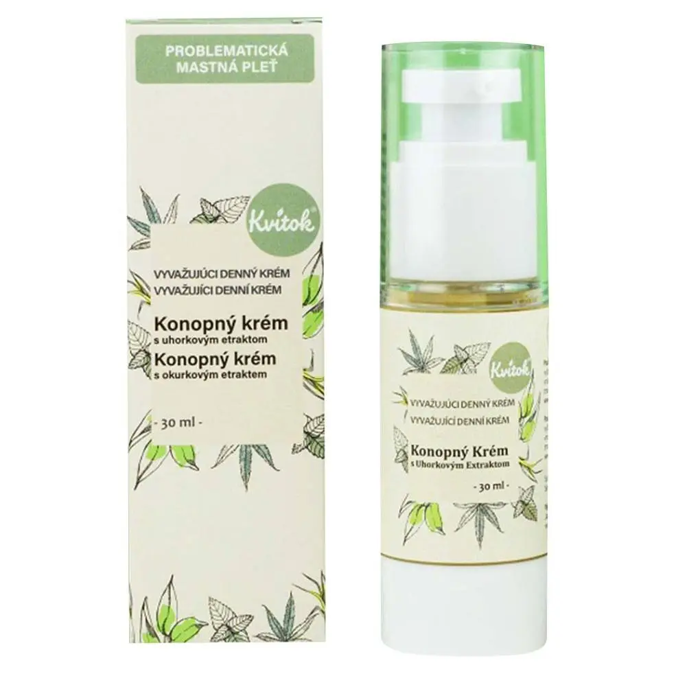 Konopný denní krém s okurkovým extraktem 30 ml Kvitok