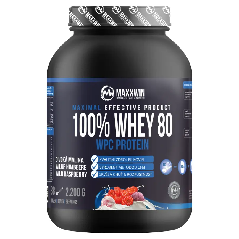MAXXWIN PROTEIN 100% WHEY 80 divoká malina 2200 g