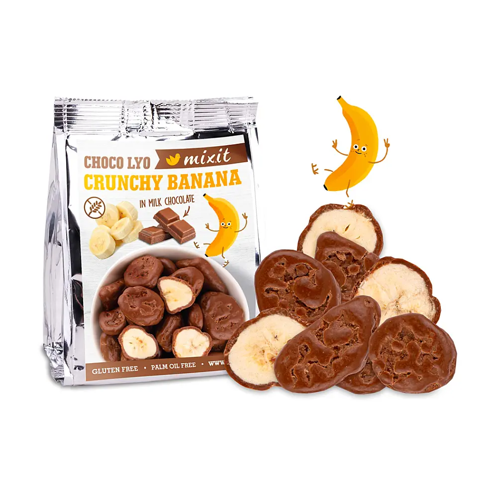 MIXIT Křupavé banánky v čokoládě do kapsy 70 g