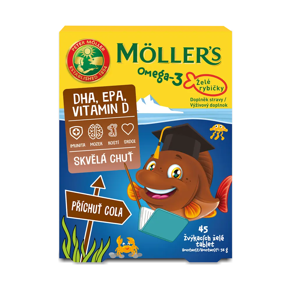 MÖLLER´S Omega 3 želé rybičky Cola 45 kusů