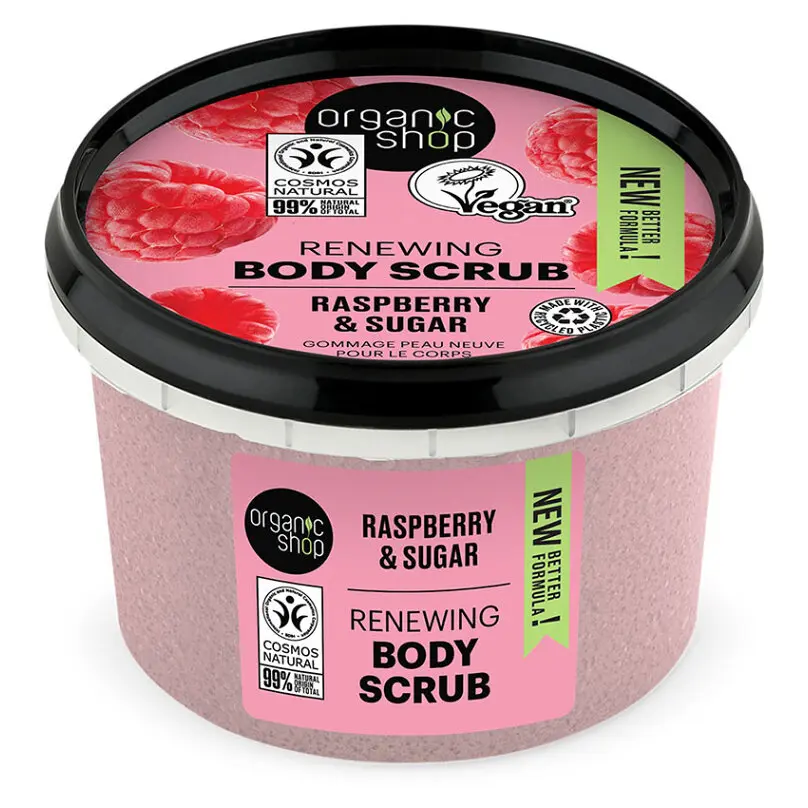 Organic Shop obnovující tělový peeling Malina a cukr 250 ml