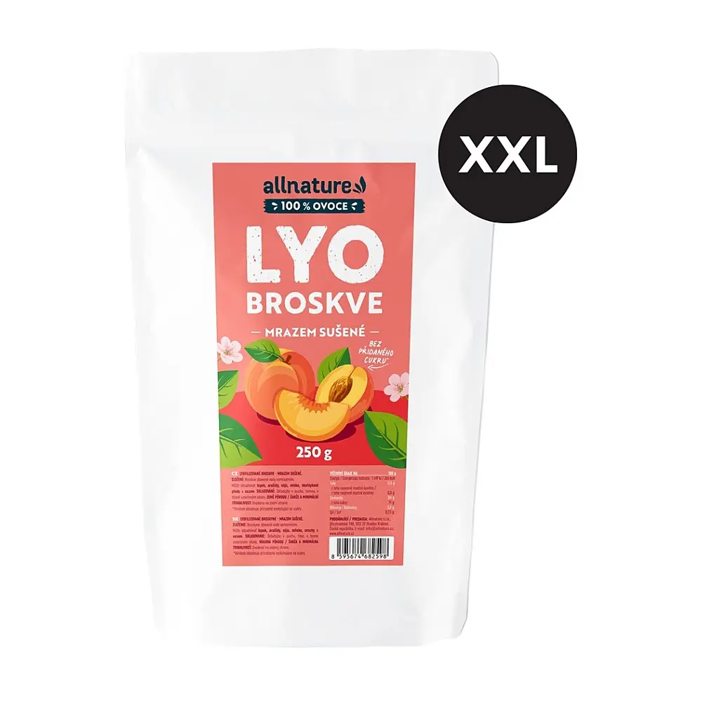 ALLNATURE Broskev sušené mrazem XXL 250 g