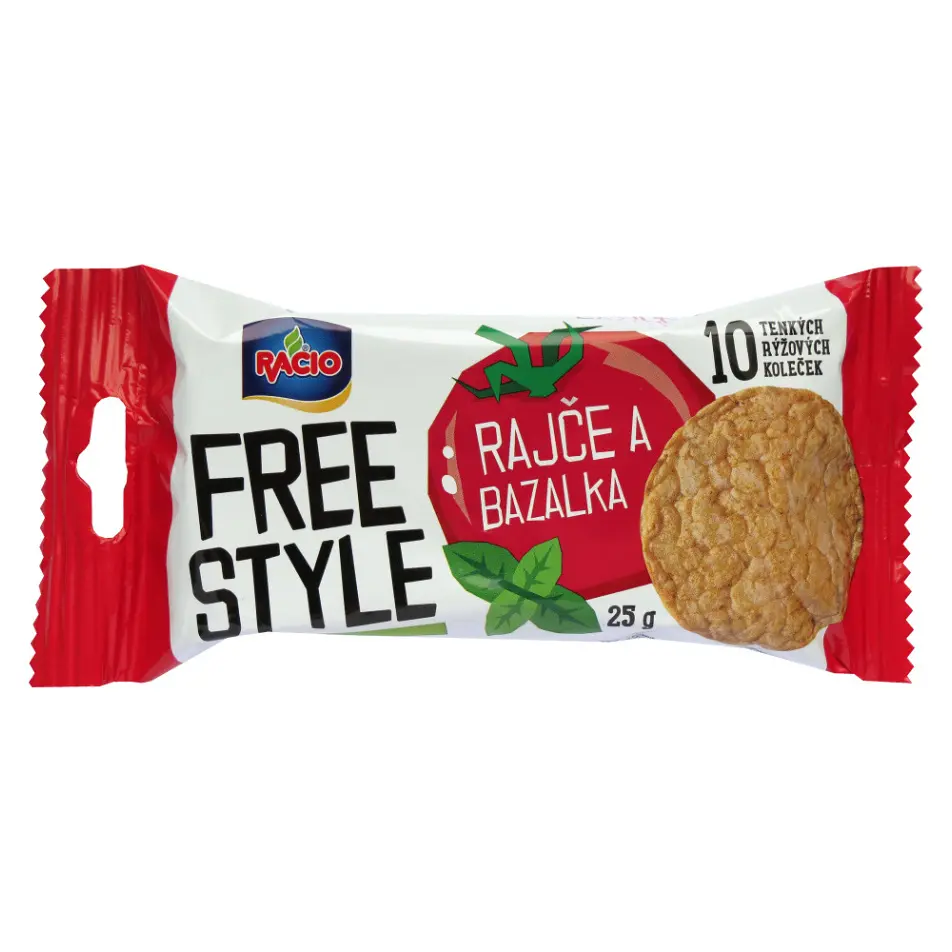 Racio Rýžové chlebíčky Free Style rajče a bazalka 25 g