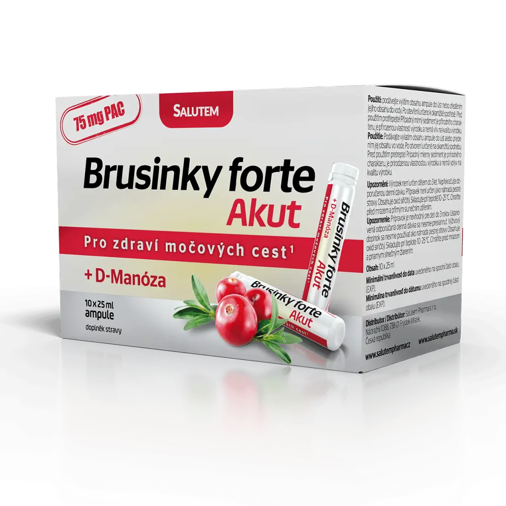 Brusinky Forte Akut 1500mg + D-Manosa 10 ampulí