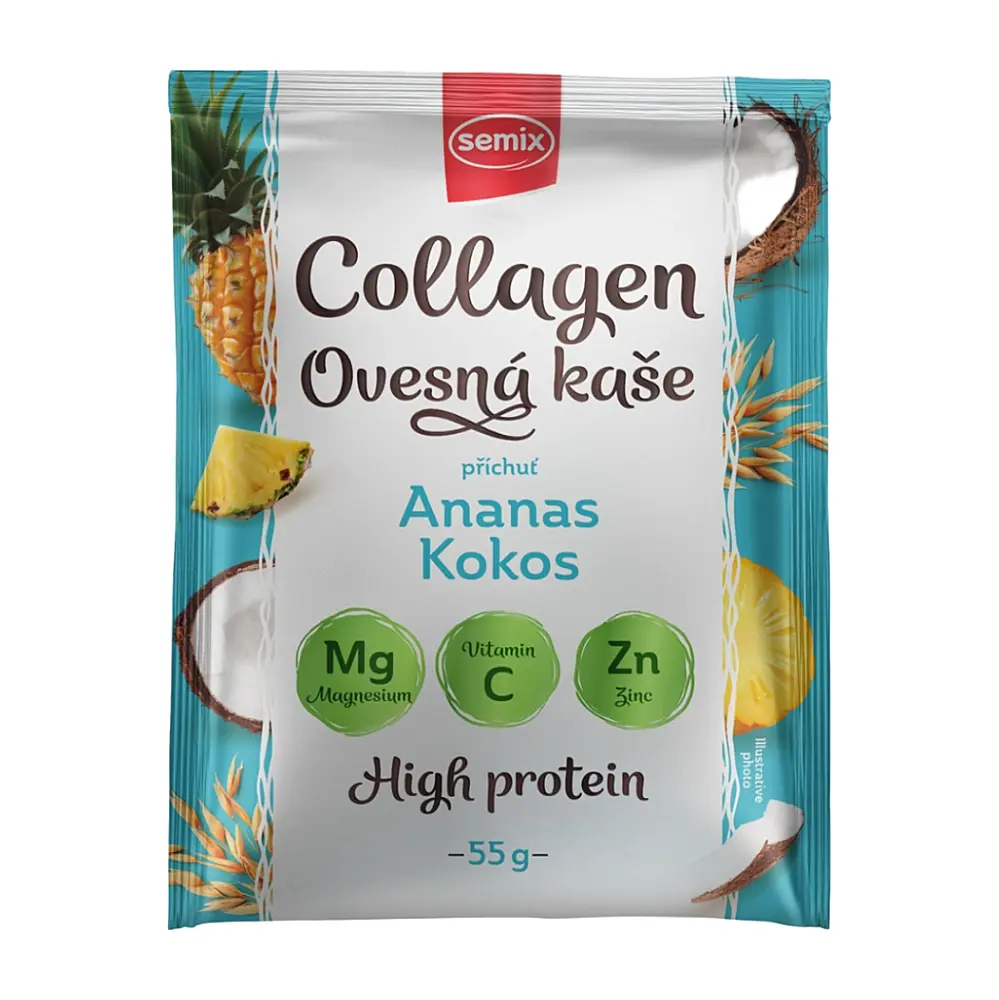 SEMIX Ovesná kaše s kolagenem s ananasem a kokosem se sladidlem 55 g