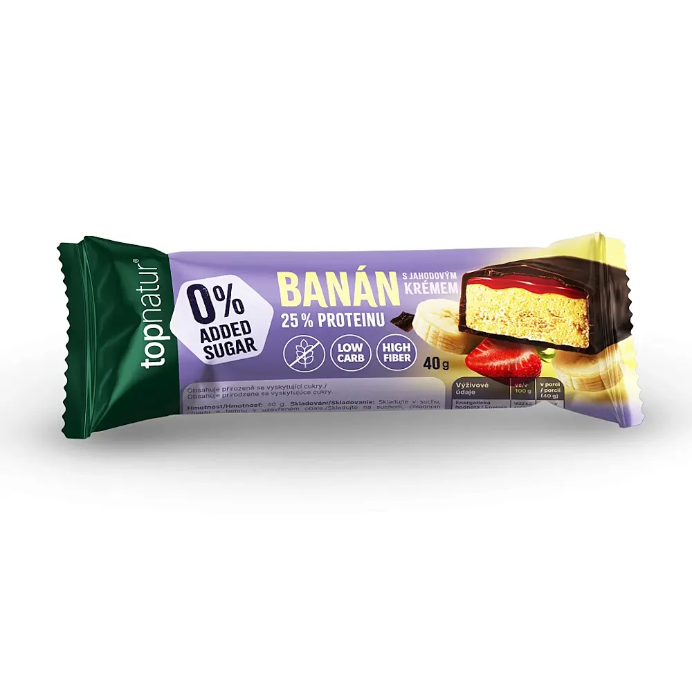 TOPNATUR Proteinová tyčinka banán s jahodovým krémem 40 g