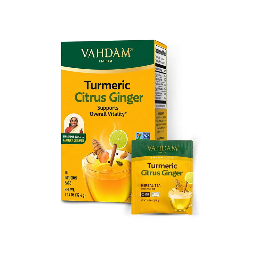 VAHDAM Turmeric Citrus Ginger 32,4g (18 sáčků, bylinný čaj)