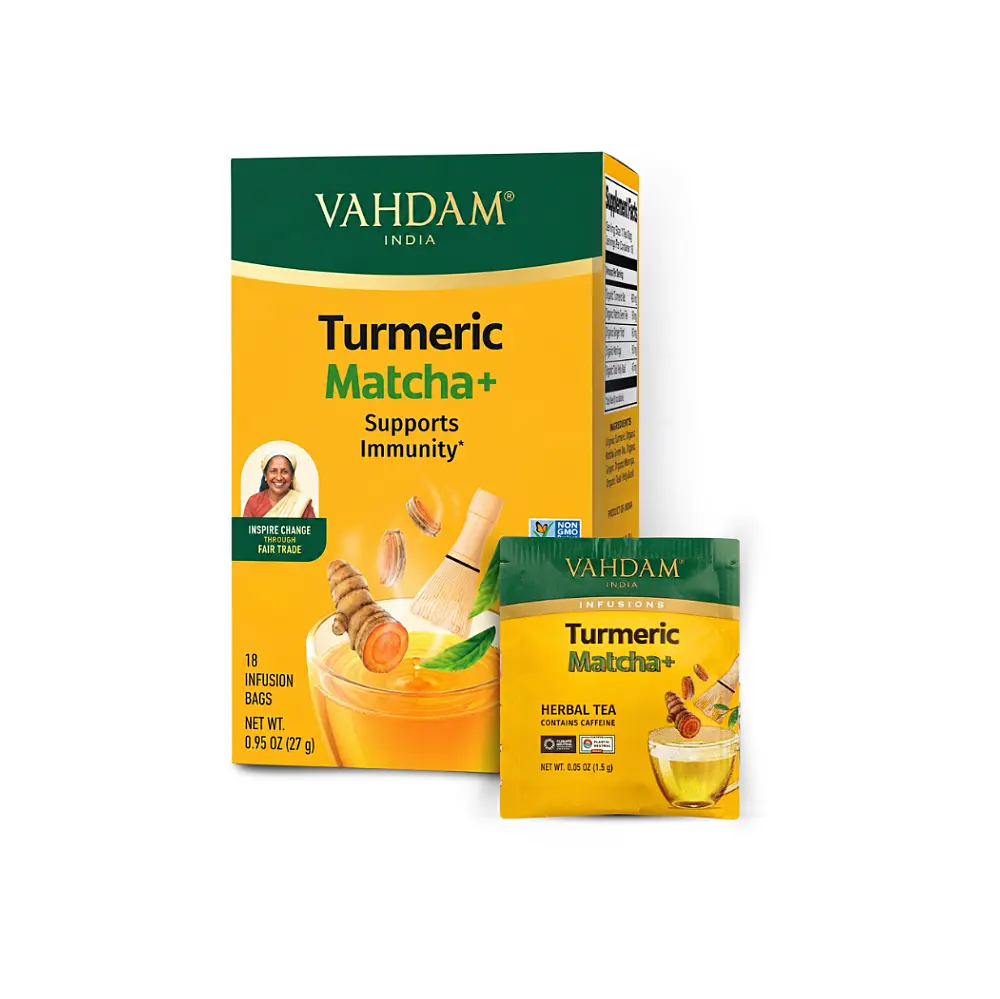 VAHDAM Turmeric Matcha+ 27g (18 sáčků, bylinný čaj)