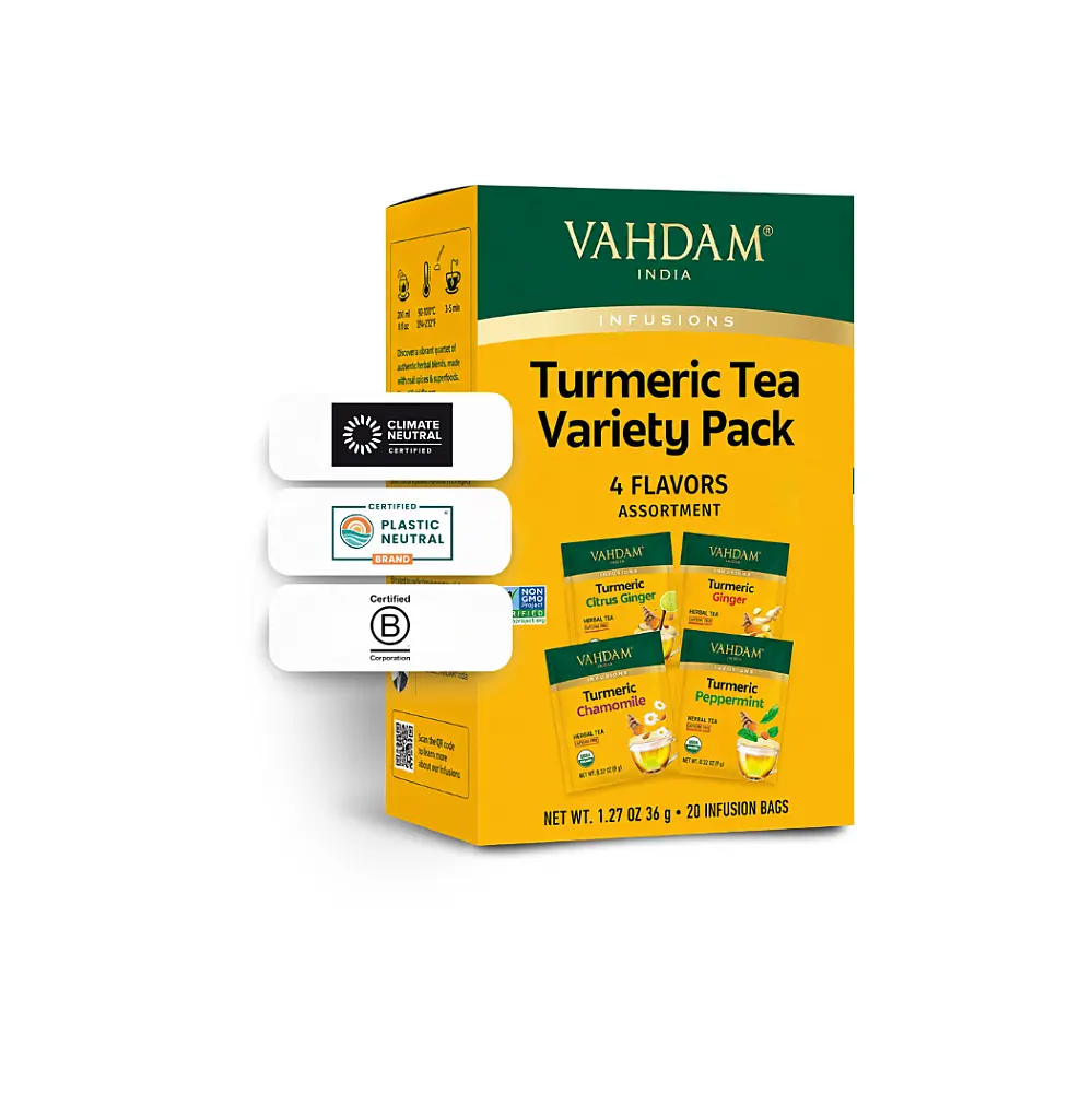 VAHDAM Turmeric tea variety pack bylinný čaj 20 sáčků
