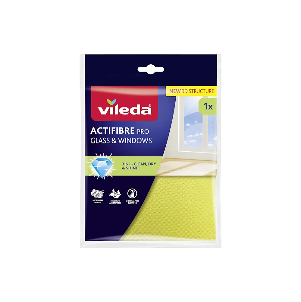 Vileda Actifibre Pro - hadřík na okna - 32 x 34,5 cm, 1 ks